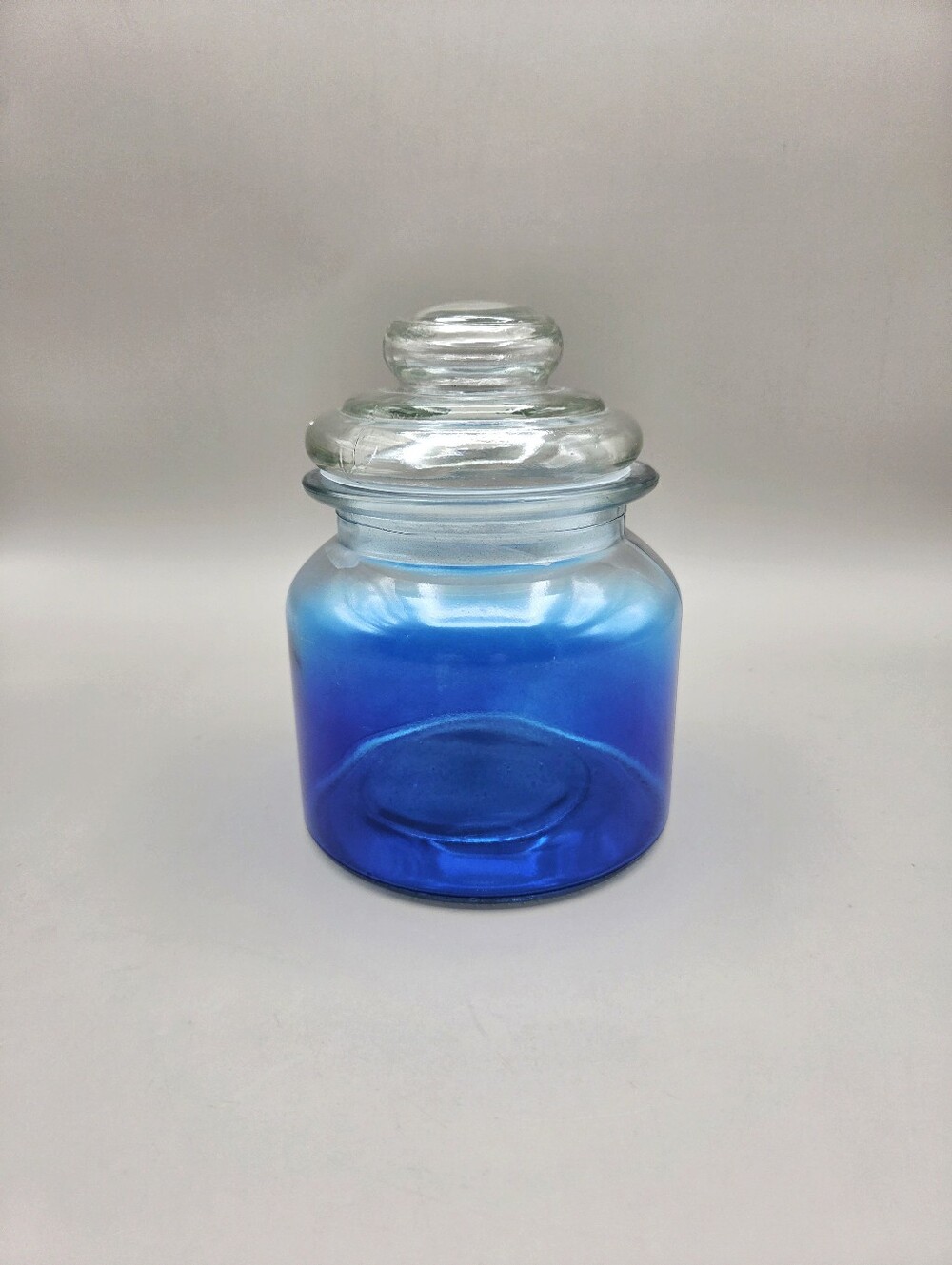 Cobalt Blue Ombre Glass Apothecary Jar with Lid, NWOT